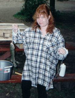 My sister-in-Law Kathy Fishing at Camp